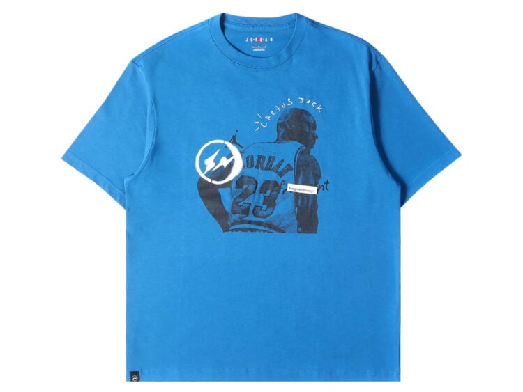 travis scott x jordan x fragment t shirt blue