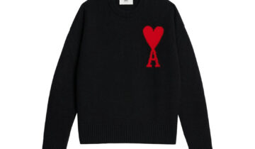 Ami Paris Ami De Coeur Crewneck Oversized Sweater Black/Red