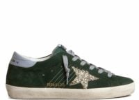 Golden Goose Super Star Green Suede Silver Glitter (W)