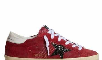 Golden Goose Super Star Red Suede with Glitter Star (W)