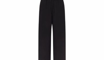Skims Cotton Fleece Classic Straight Leg Pant Onyx