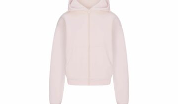 Skims Cotton Fleece Classic Zip Up Hoodie Barely Pink