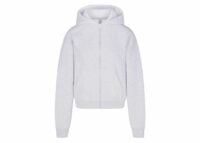 skims cotton fleece classic zip up hoodie light heather grey