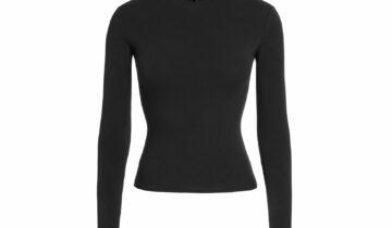 Skims Cotton Jersey Long Sleeve T-Shirt Soot