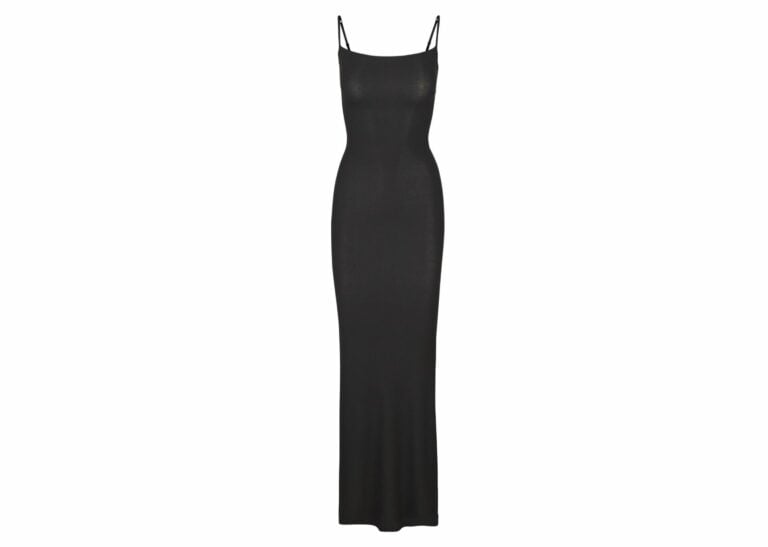 skims soft lounge long slip dress onyx