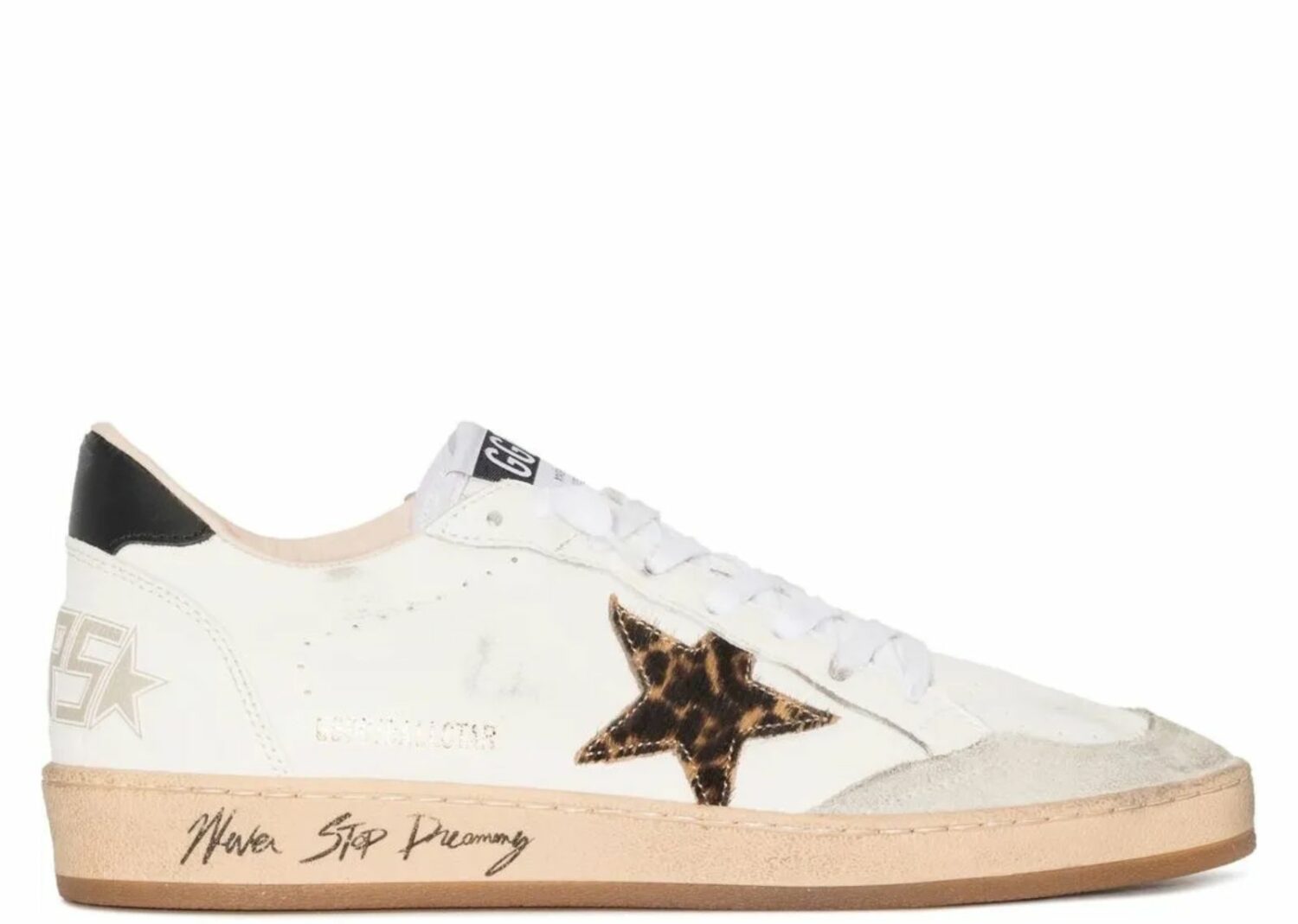 golden goose ball star leopard print pony skin star black heel (w)