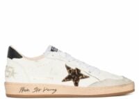 Golden Goose Ball-Star Leopard Print Pony Skin Star Black Heel (W)