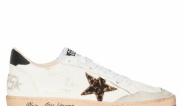 Golden Goose Ball-Star Leopard Print Pony Skin Star Black Heel (W)