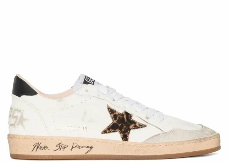 Golden Goose Ball-Star Leopard Print Pony Skin Star Black Heel (W)