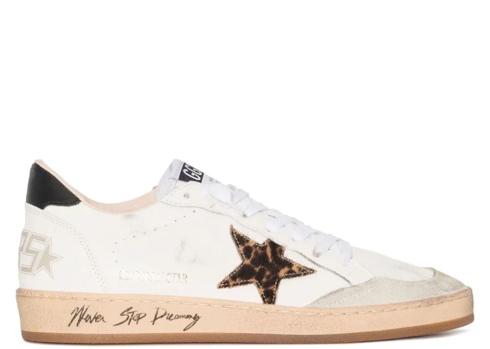 Golden Goose Ball-Star Leopard Print Pony Skin Star Black Heel (W)