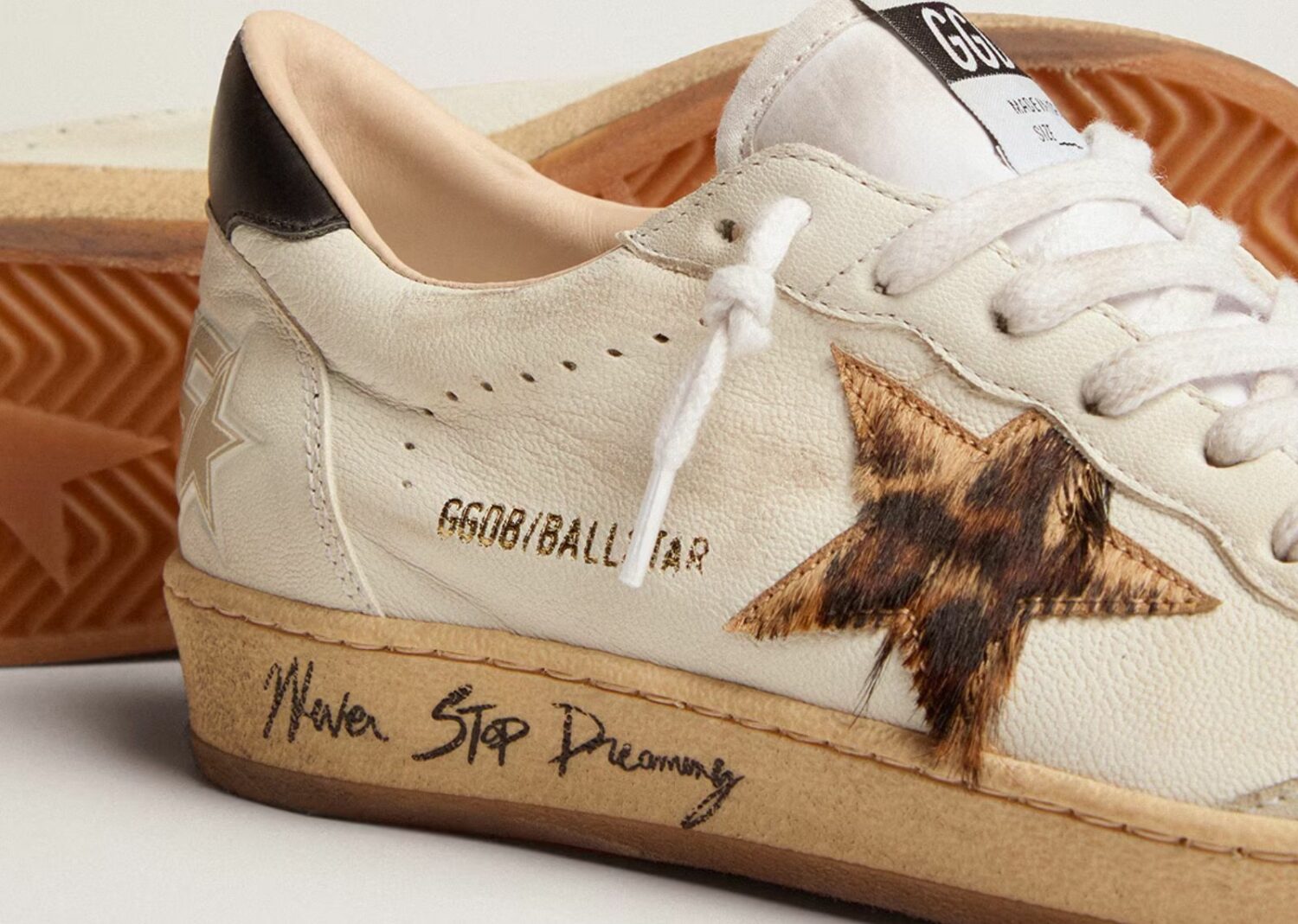 golden goose ball star leopard print pony skin star black heel (w)