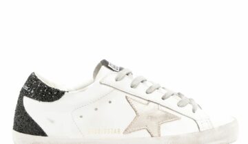 Golden Goose Super-Star Gold Star Black Glitter Heel (W)