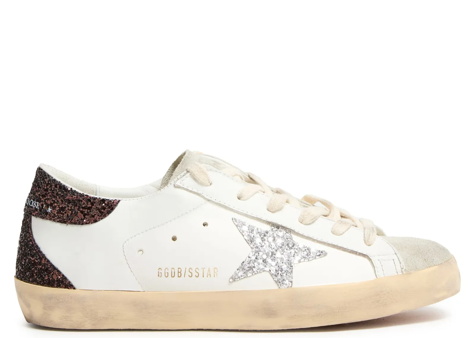 Golden Goose Super-Star Silver Star Brown Glitter Heel (W)