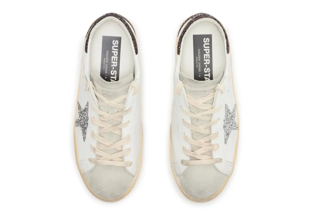 Golden Goose Super-Star Silver Star Brown Glitter Heel (W