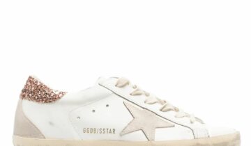 Golden Goose Super-Star Suede Star Peach Pink Glitter Heel Tab (W)