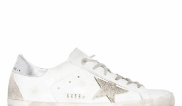 Golden Goose Super-Star White Ice Silver with Metal Stud Lettering (W)