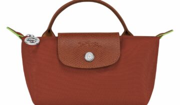 Longchamp Le Pliage Green Pouch with Handle Chestnut