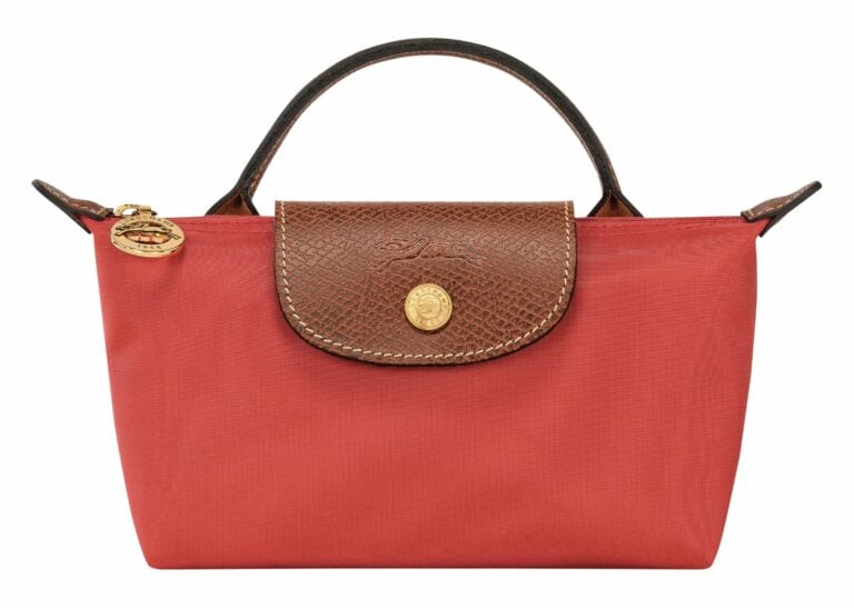longchamp le pliage original pouch with handle tomato