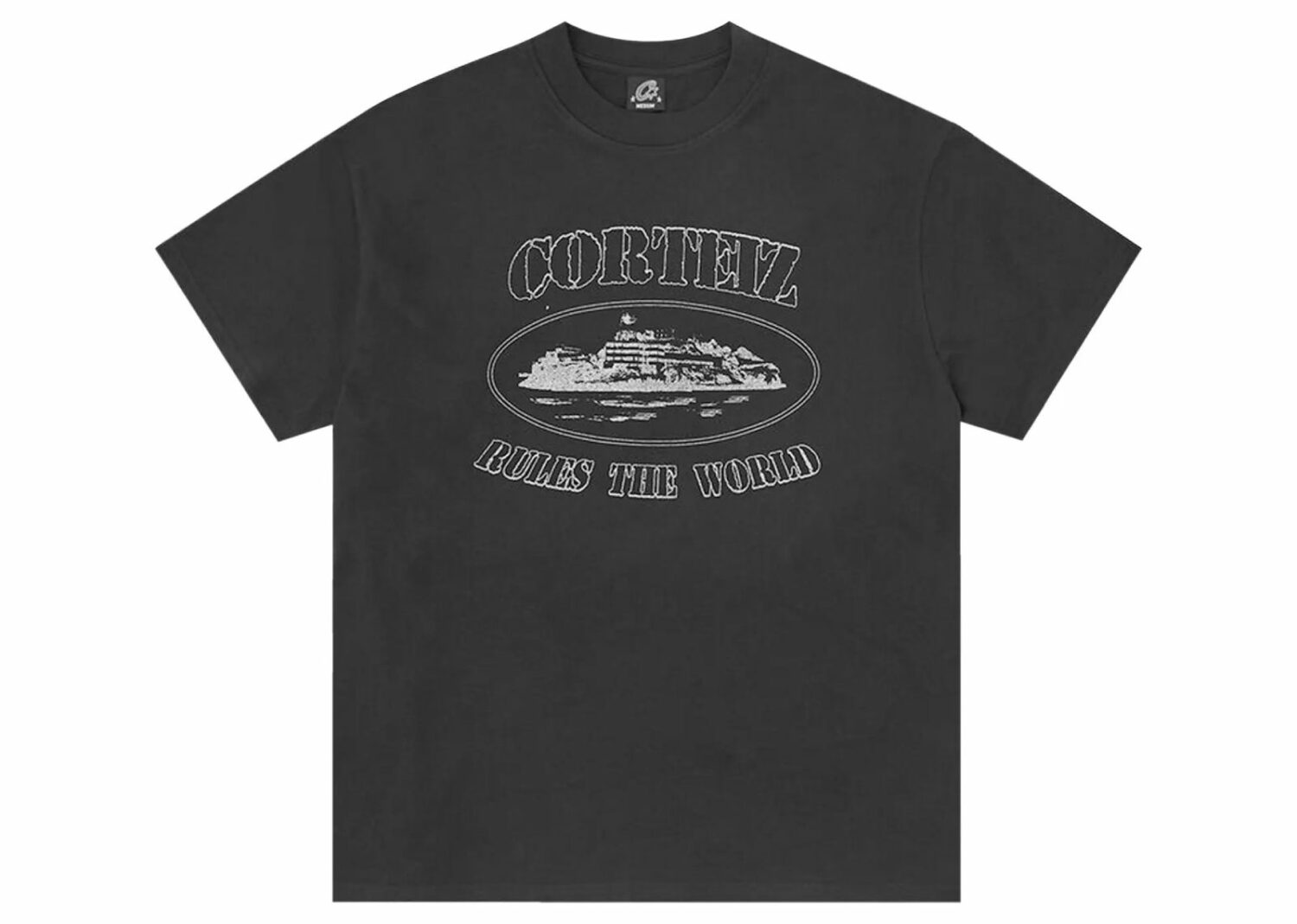 corteiz reflective alcatraz tee triple black