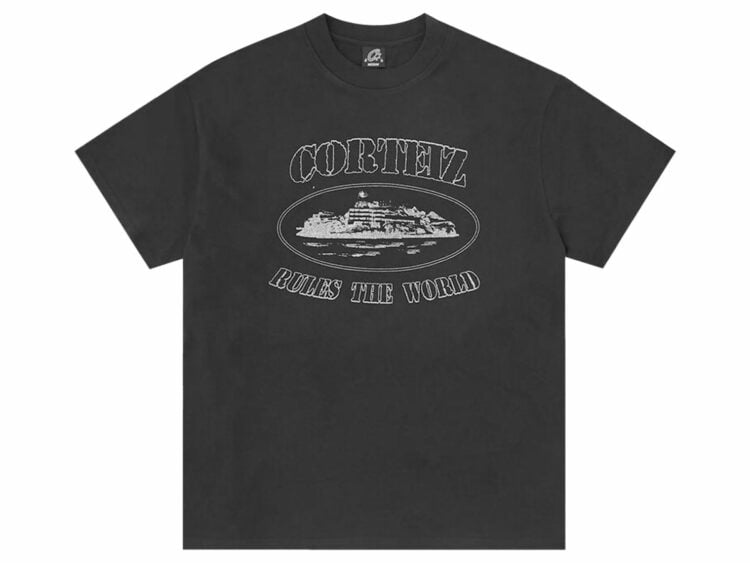 corteiz reflective alcatraz tee triple black