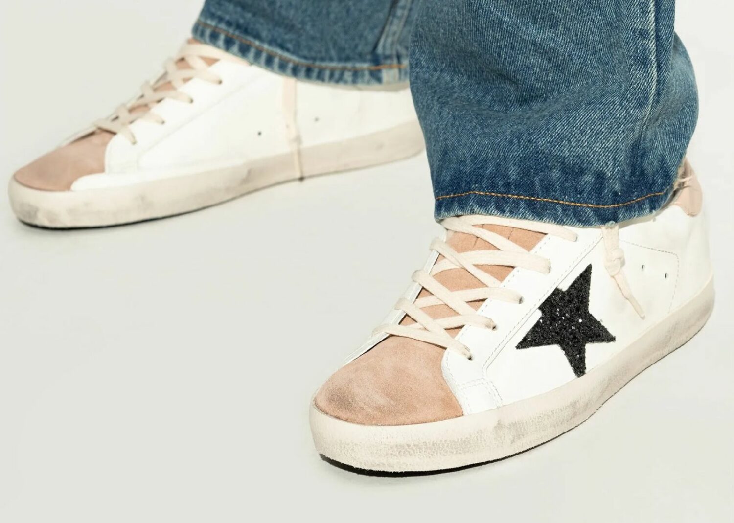 golden goose superstar milk pink dark blue (w)