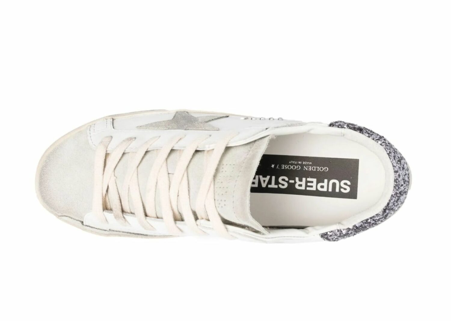 golden goose super star white dark grey glitter (w)