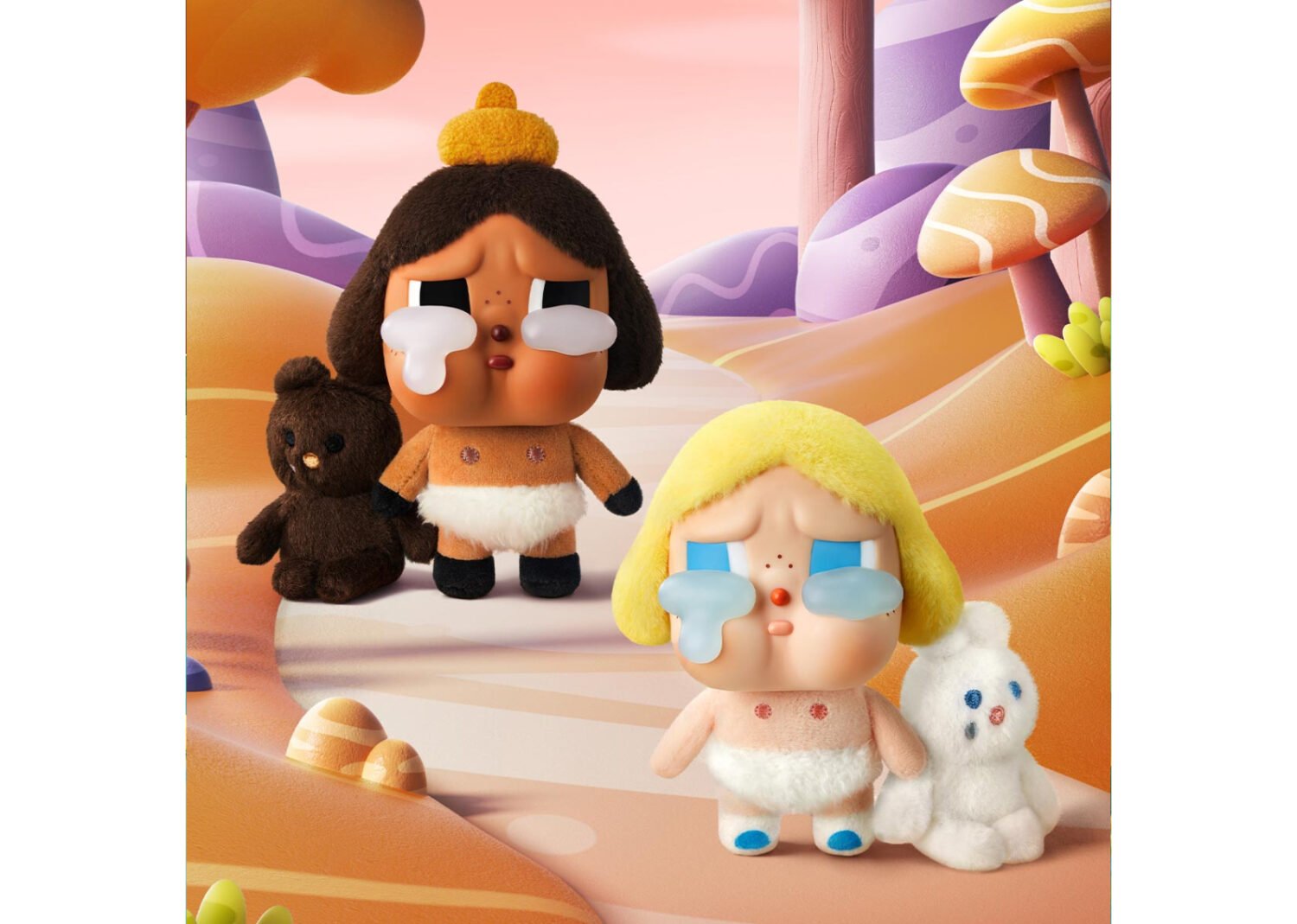 pop mart crybaby crying again series baby blonde (super secret edition) vinyl face plush