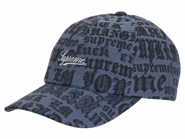 supreme cities jacquard 6 panel cap grey