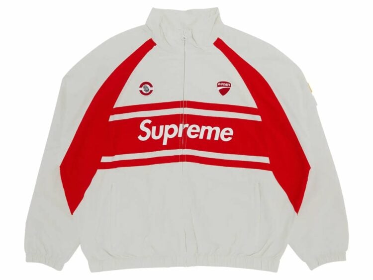 supreme ducati track jacket light grey