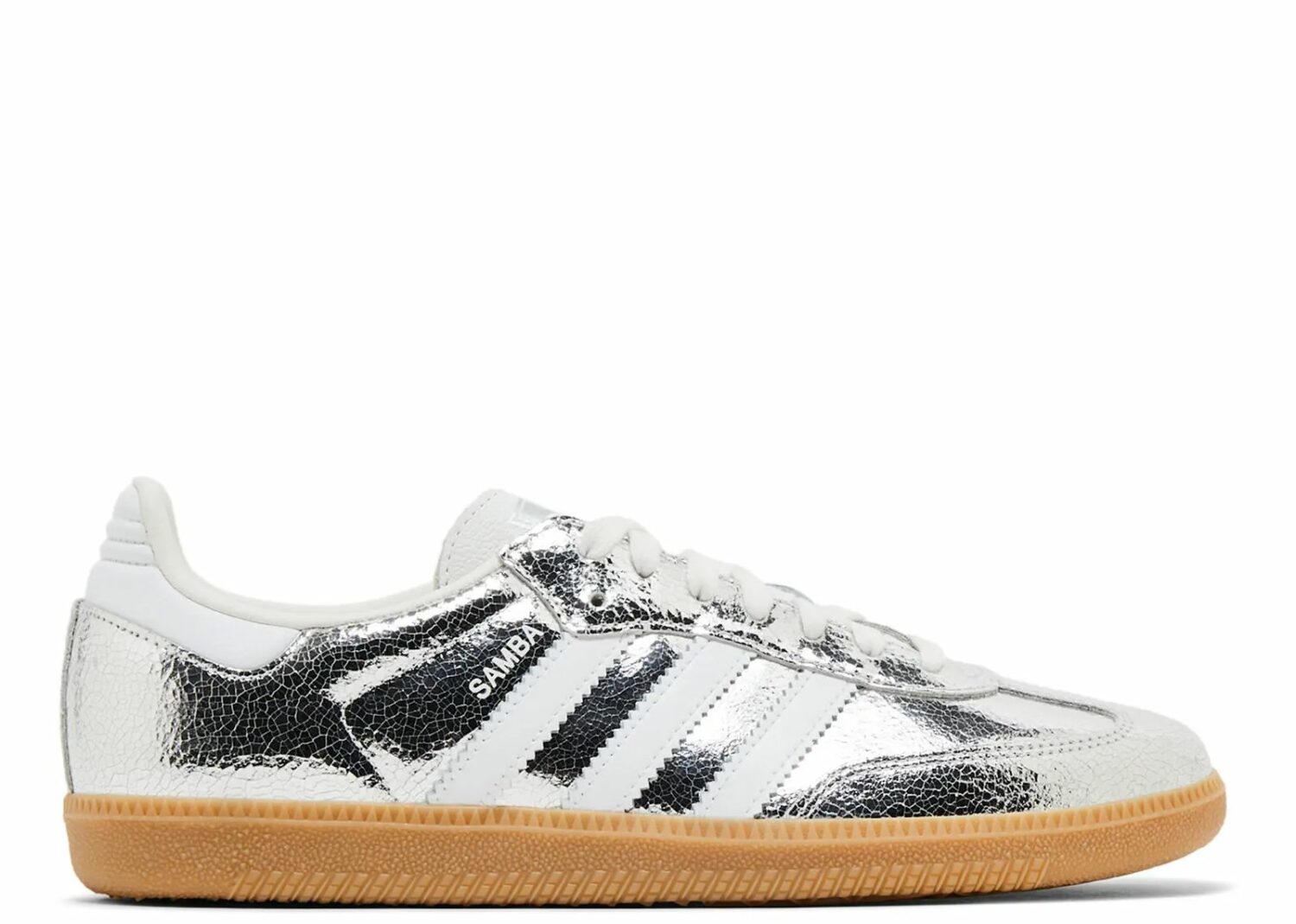 adidas samba og silver metallic cracked leather (w)