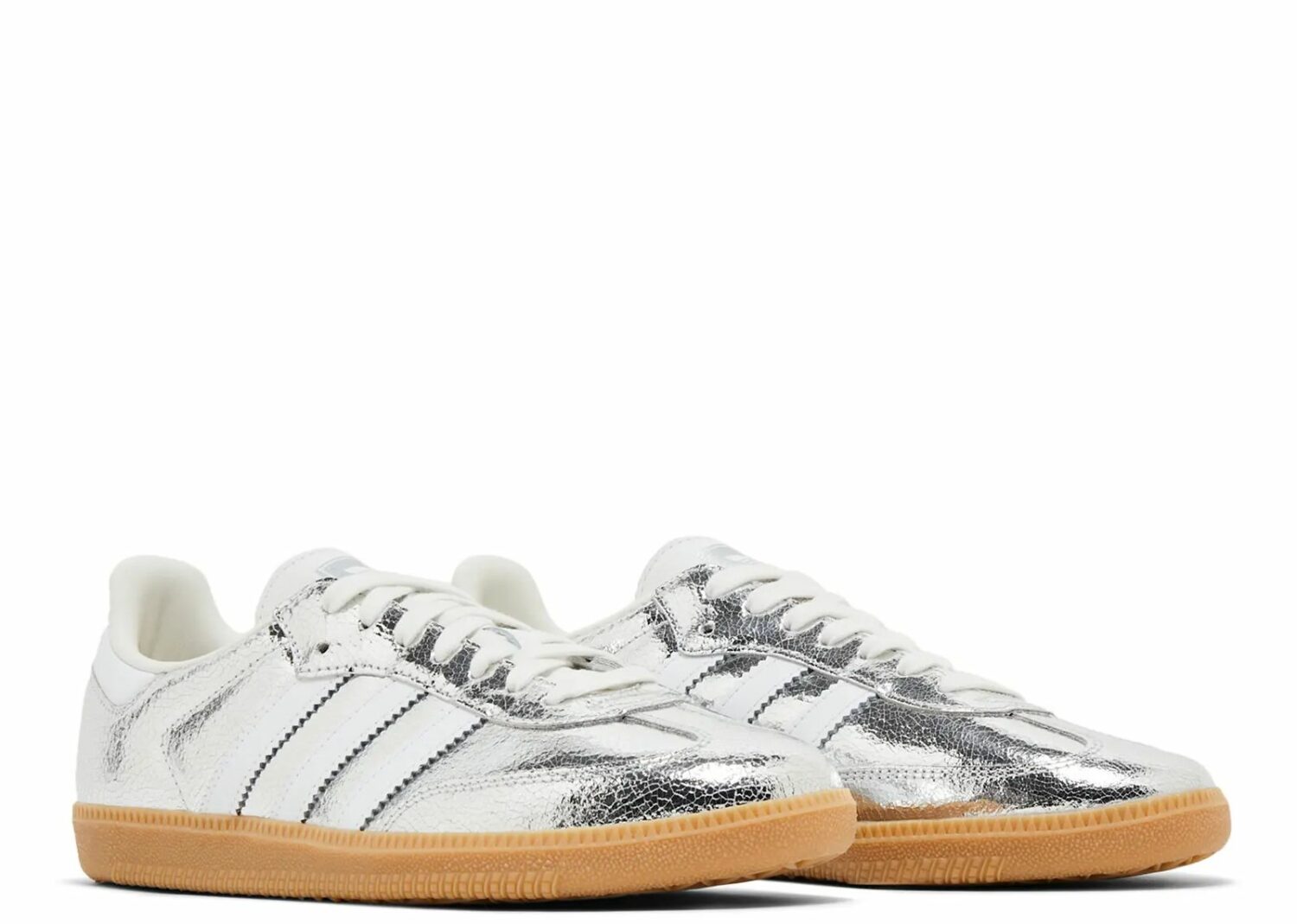adidas samba og silver metallic cracked leather (w)