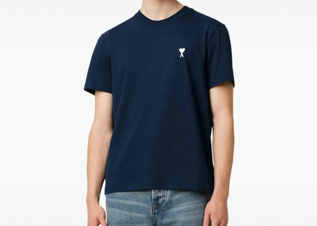Ami Paris Ami De Coeur Cotton T-Shirt Midnight Blue - AMI-EMB-TSH