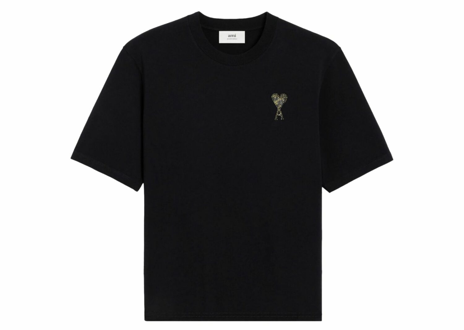 ami paris ami de coeur crew neck logo patch t shirt black