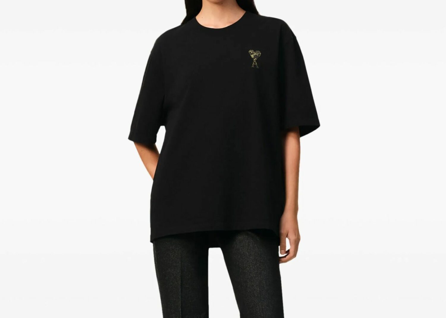 ami paris ami de coeur crew neck logo patch t shirt black2