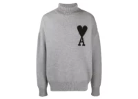 Ami Paris Ami de Coeur Roll Neck Jumper Grey