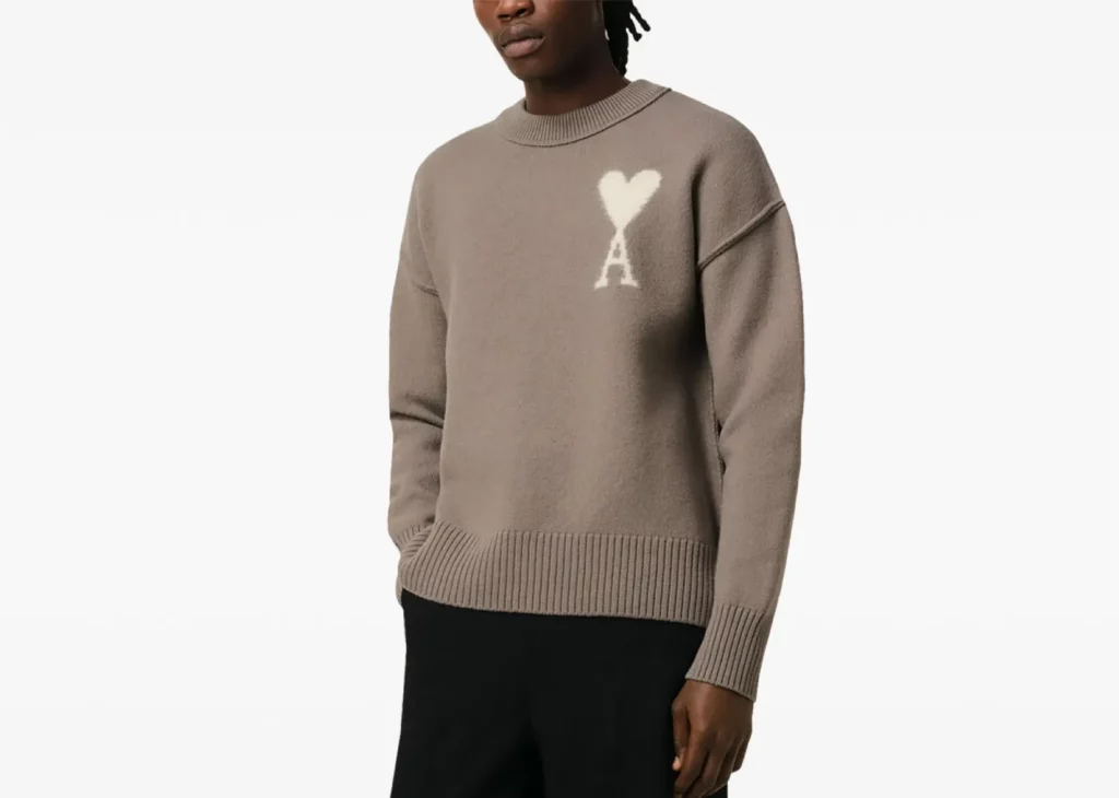 Ami Paris Ami de Coeur Sweater Ash Grey - AMI-CLS-SWT-ASH