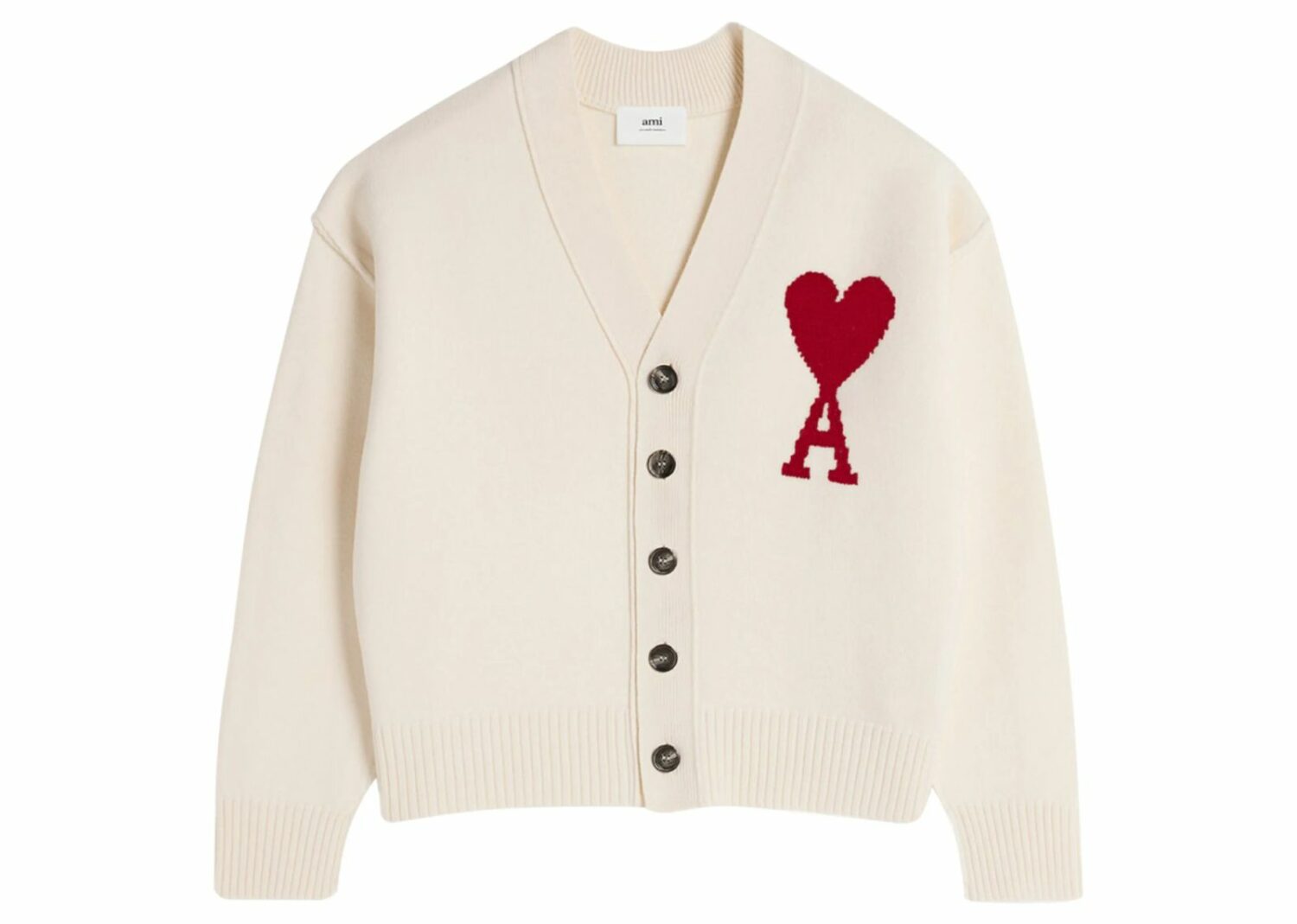 ami paris ami de coeur wool cardigan cream white