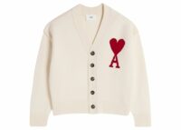 Ami Paris Ami de Coeur Wool Cardigan Cream White