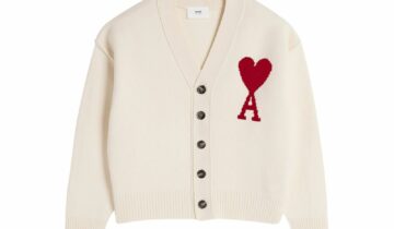 Ami Paris Ami de Coeur Wool Cardigan Cream White