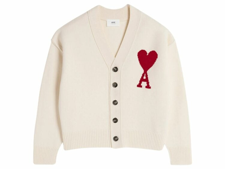 ami paris ami de coeur wool cardigan cream white