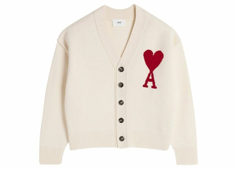 ami paris ami de coeur wool cardigan cream white