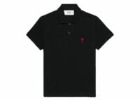 ami paris embroidered heart polo t shirt black