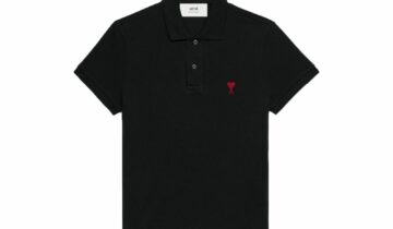 Ami Paris Embroidered Heart Polo T-Shirt Black
