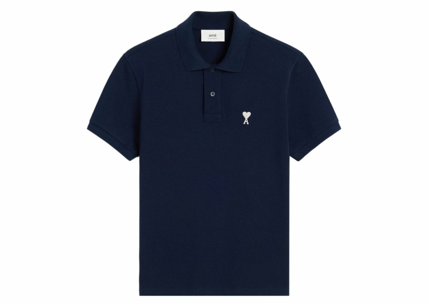 ami paris embroidered logo polo t shirt navy blue