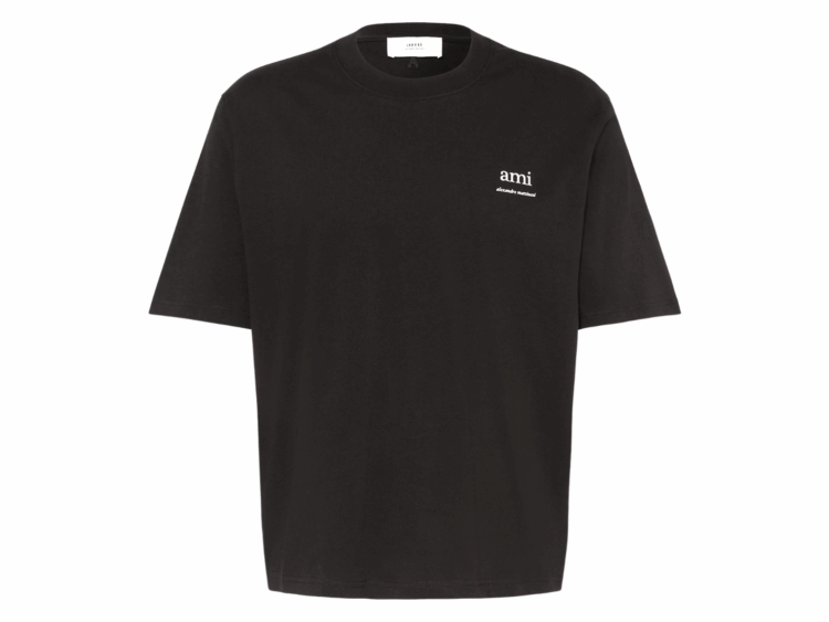 ami paris logo embroidered t shirt black