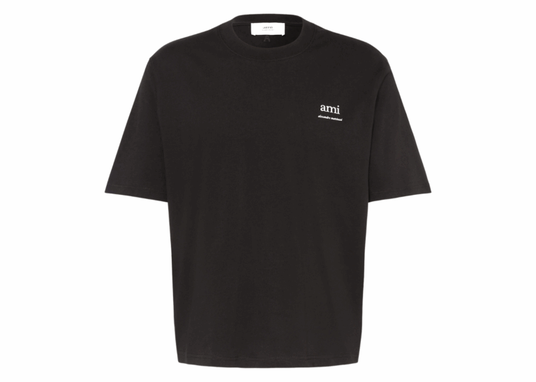 ami paris logo embroidered t shirt black