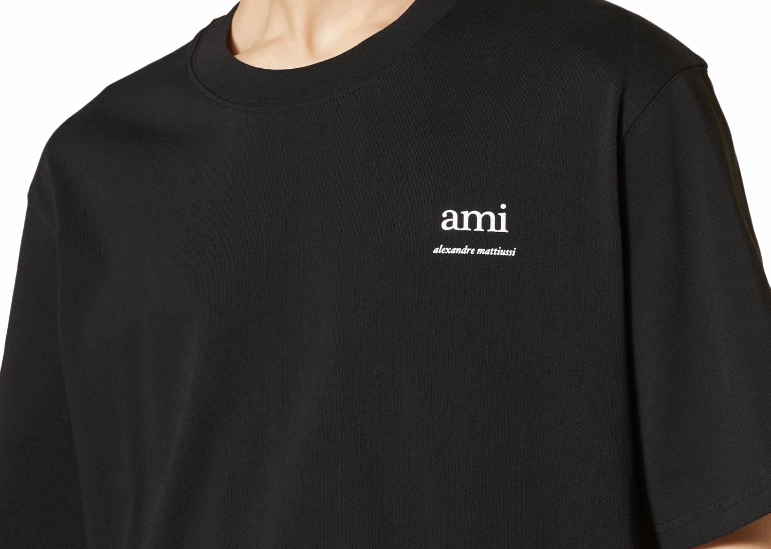 ami paris logo embroidered t shirt black