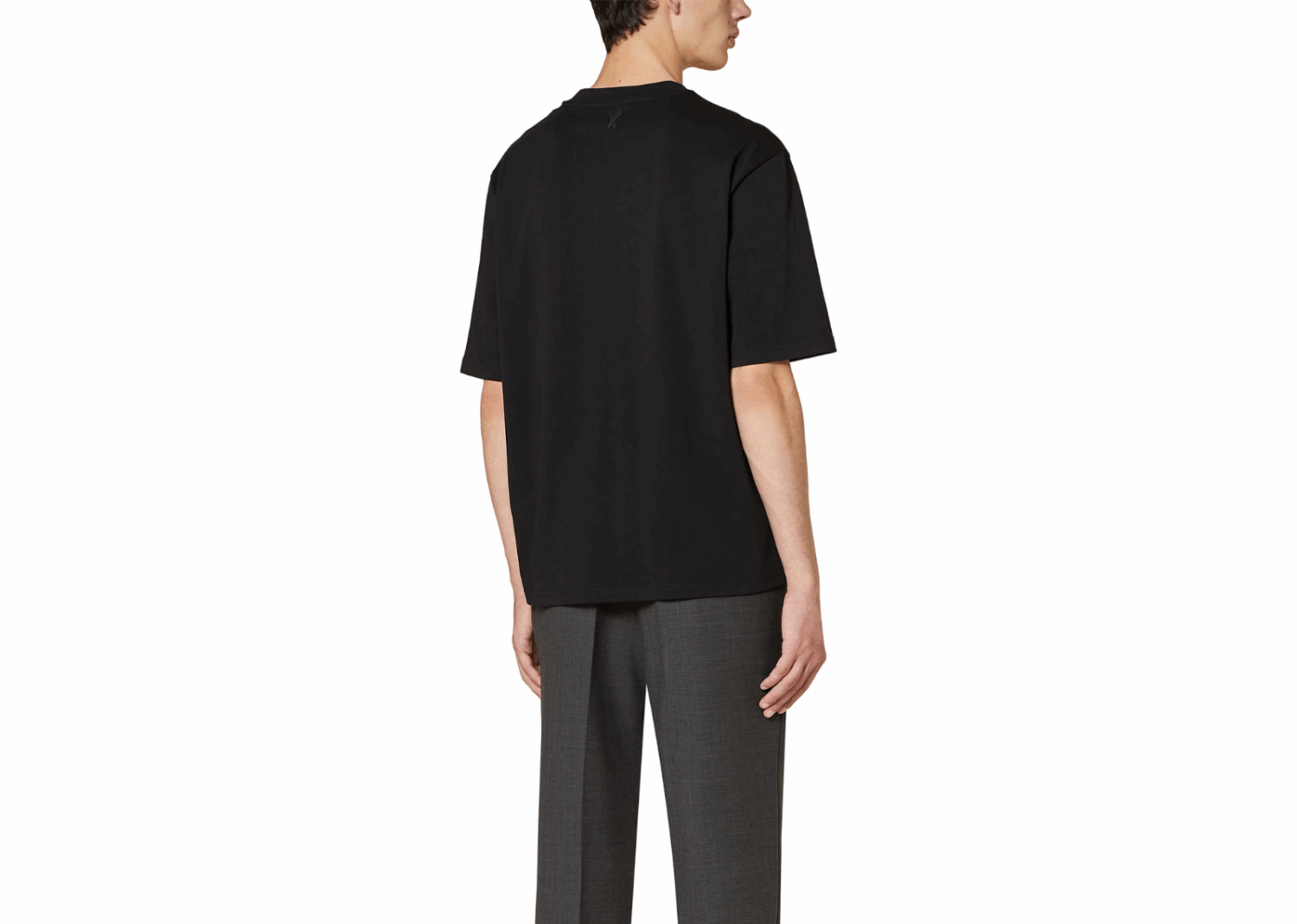 ami paris logo embroidered t shirt black