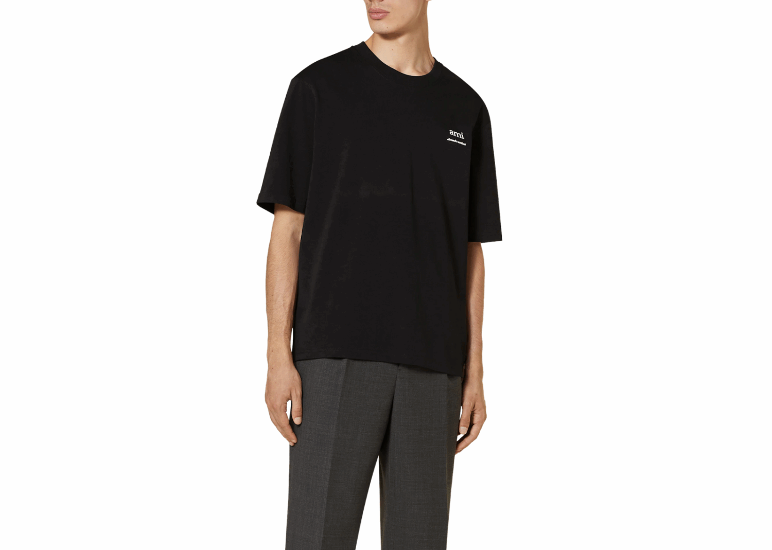 ami paris logo embroidered t shirt black