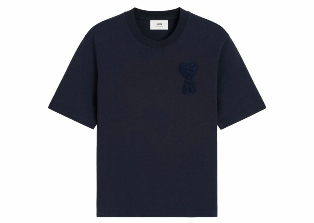 ami paris patch t shirt navy blue
